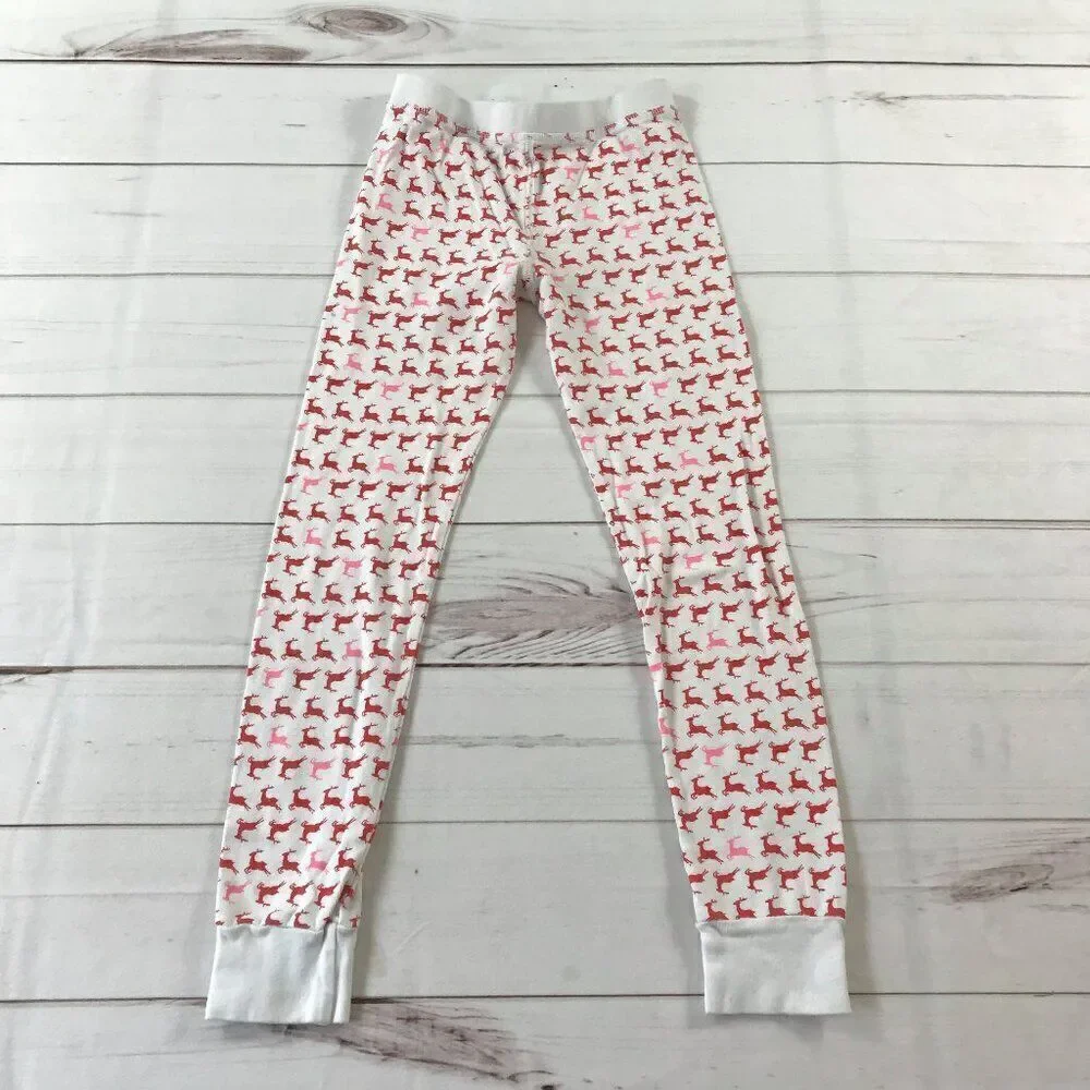 J.Crew Kids Girls Size 10 Red Prancing Reindeers White Pajama Set
